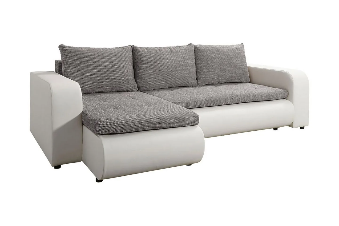 Lecanto 3-sits Bäddsoffa med Divan - Konstläder/Grå/Vit