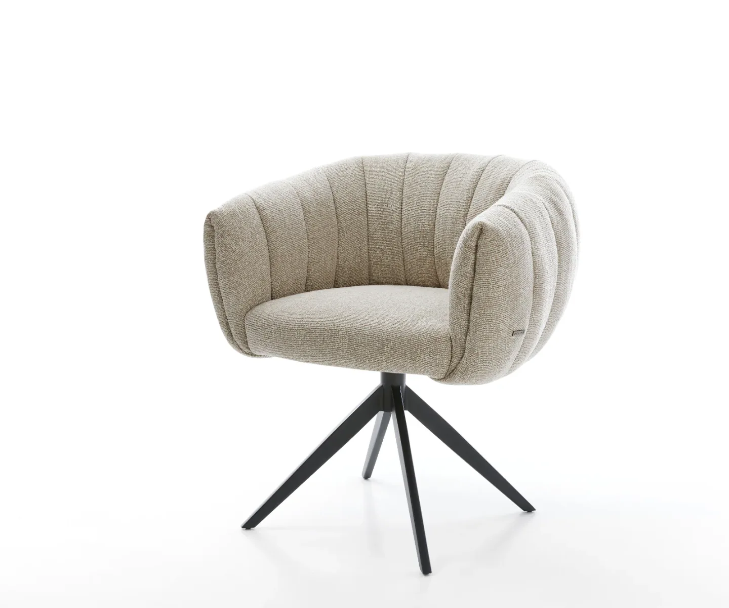 Drehstuhl Jada-Flex Webstoff Soft Beige Kreuzgestell breit Schwarz 360° drehbar Wippfunktion Taschenfederkern