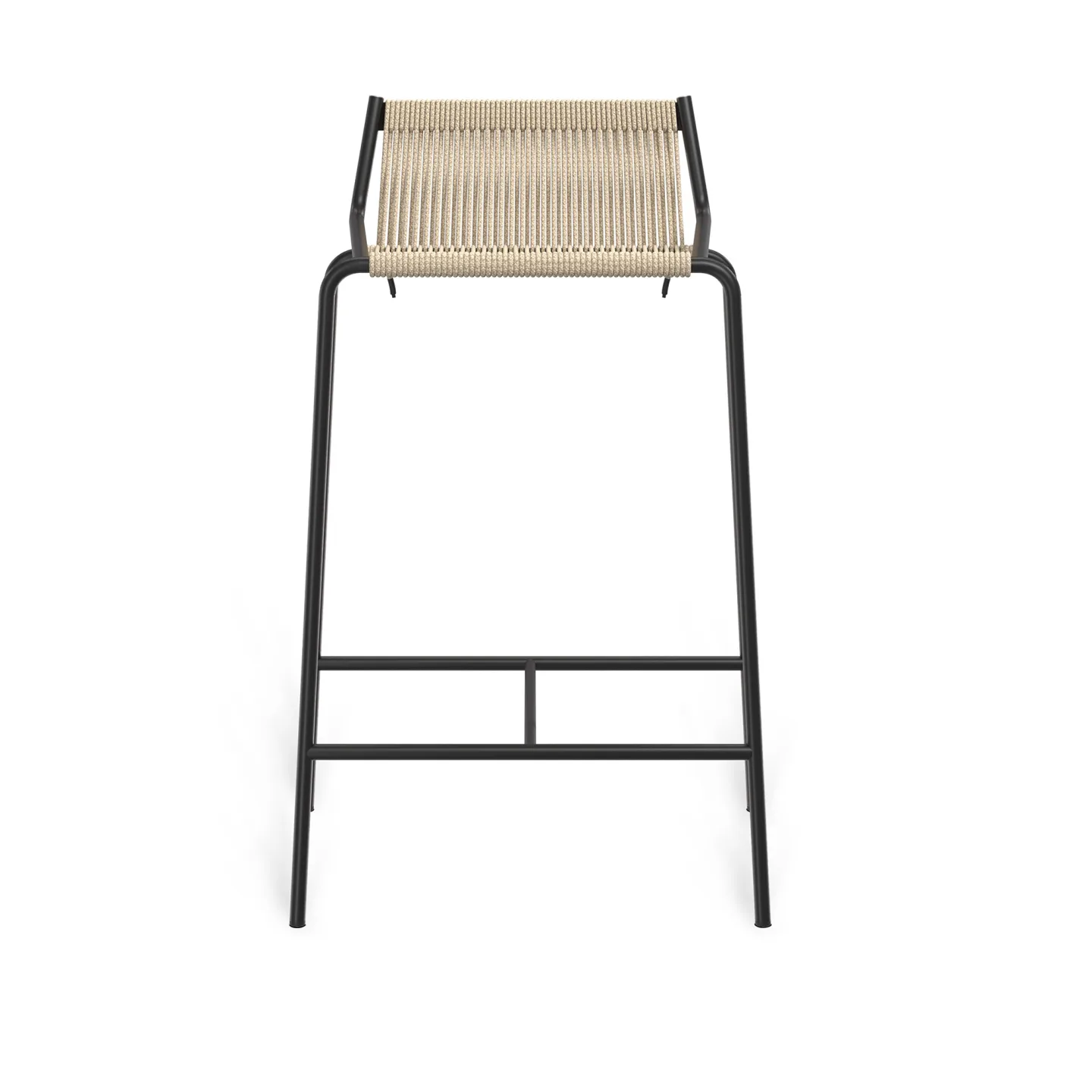 Thorup Copenhagen - Noel Counter Chair H67, Black cowder coated steel base, Upholstered seat and back, linen flag halyard, nature - Matstolar - Kasper Thorup - Svart - Metall/Textilmaterial