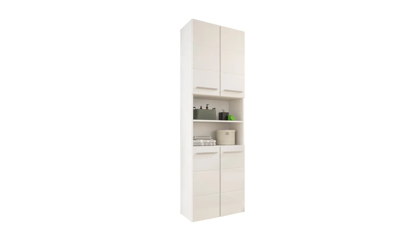 Bad Hochschrank weiß hochglanz 4 Türen Breite 60 cm - MANDY