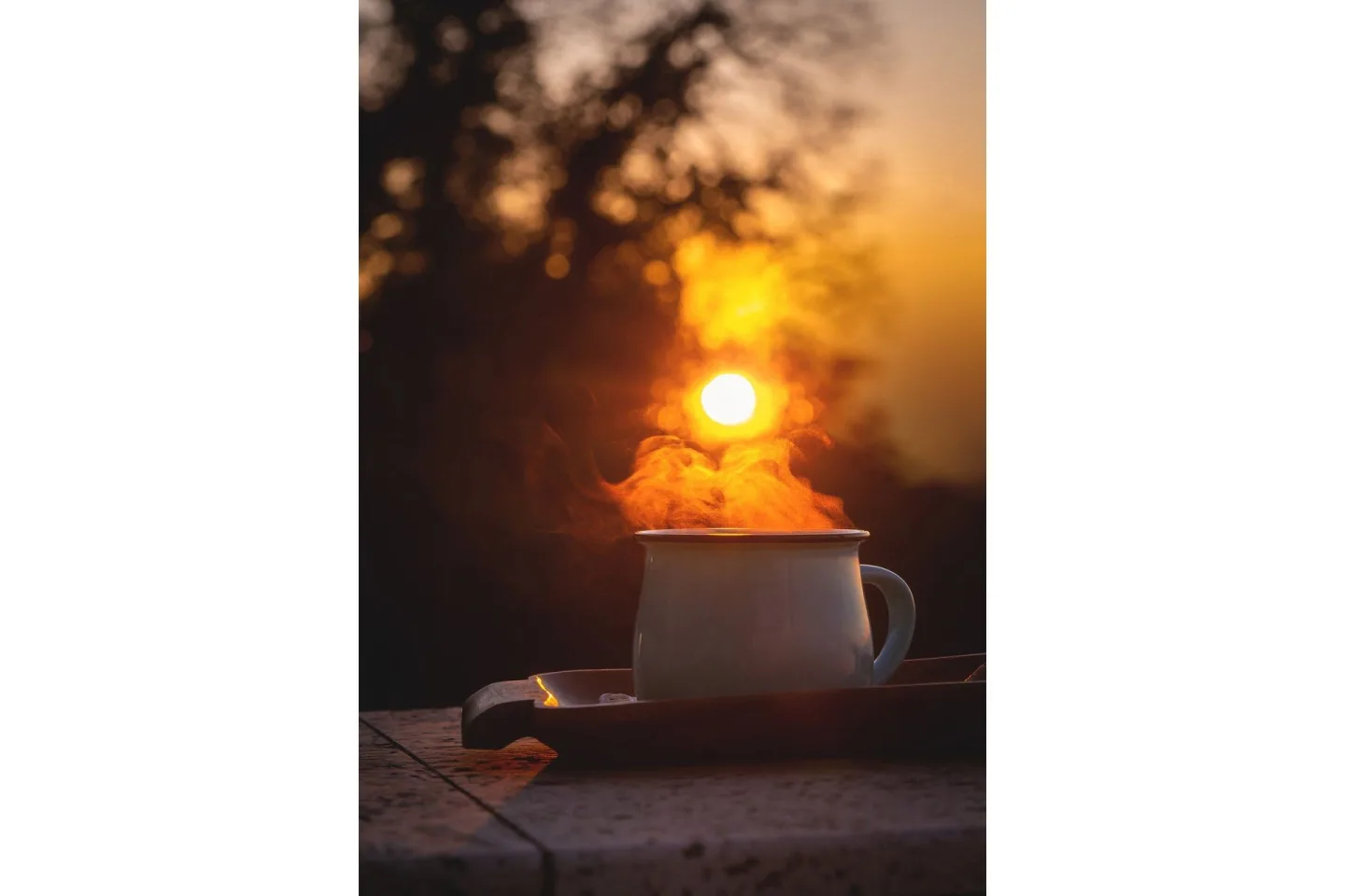 Poster Morning coffee 70x100 cm - Orange/Svart