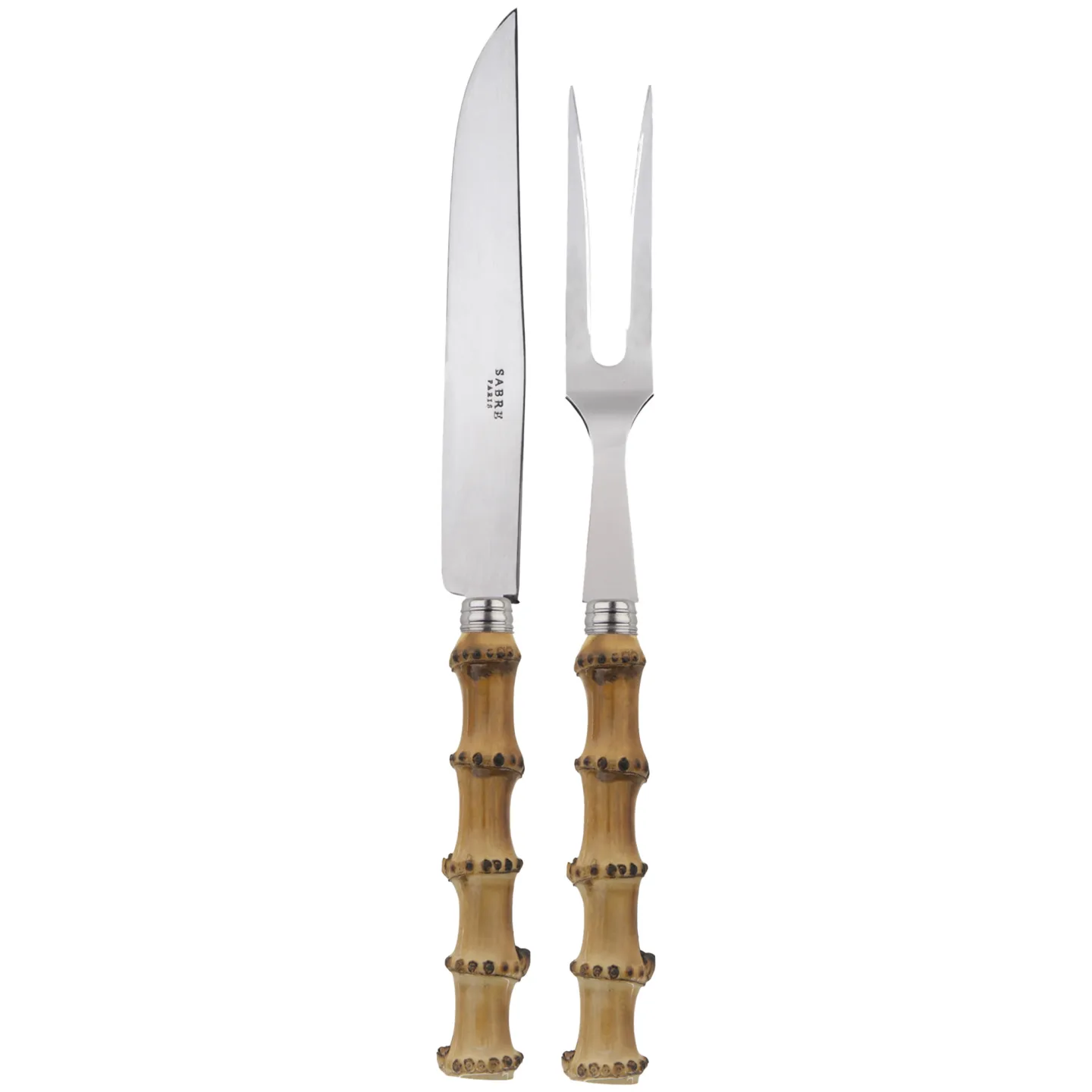 Sabre Paris - Panda Carving Set Bamboo - Serveringsbestick - Pascale Gelb - Metall