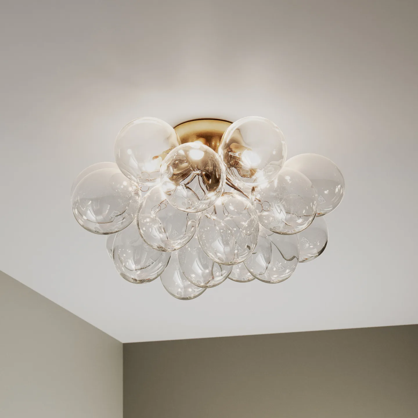 Gross Deckenleuchte Ø50 Messing/Klar - By Rydéns - Wohnzimmer - Design - Glas - Mehrflammig