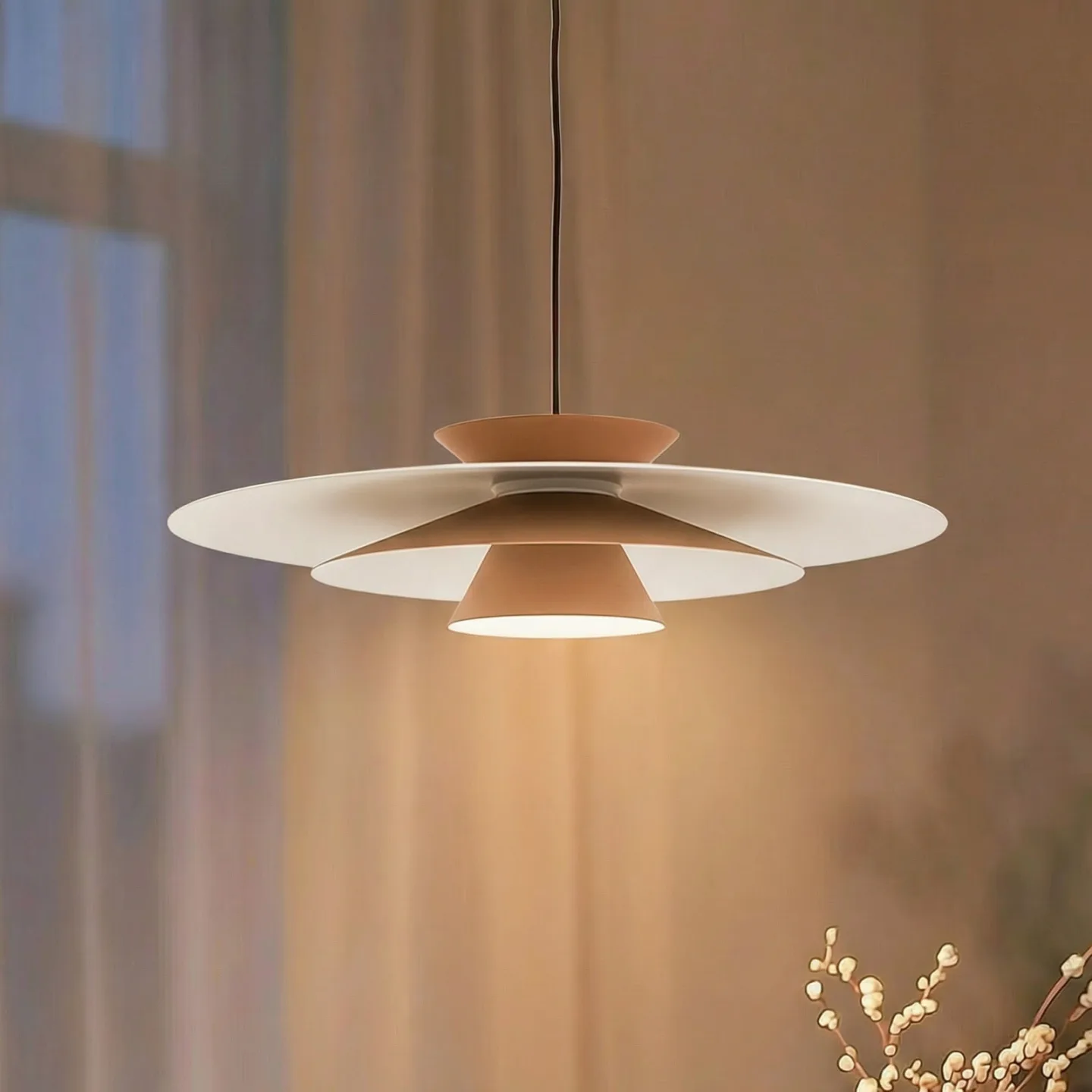 Livie LED Pendelleuchte Khaki/Weiß - Lucande - Esszimmer - Modern - Aluminium - Einflammig