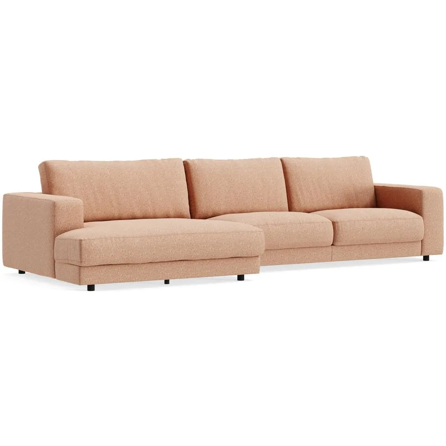Ecksofa Ava Links Bezug: 100% Polyester peach B 350 T 150 cm - Möbel Konfigurator: Traummöbel individuell zusammenstellen
