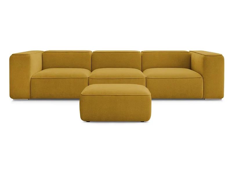 3er Sofa mit Hocker BOBOCHIC ZEPHYR Stoff mit Textur gelb