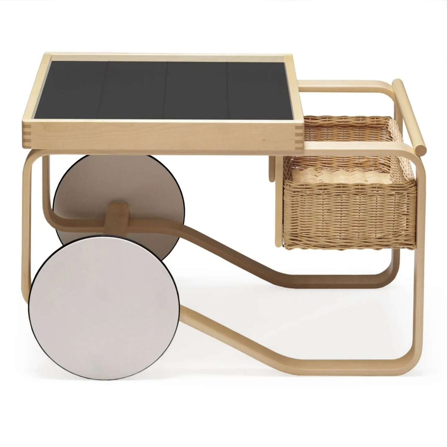 Artek - Serveringsvagn 900, Svarta keramiska plattor - Serveringsvagnar - Alvar Aalto - Svart - Naturmaterial/Trä