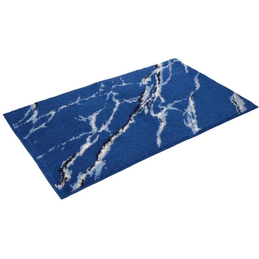 Vossen Badteppich Marble dunkelblau Polyacryl 70 x 120 cm Rechteckig