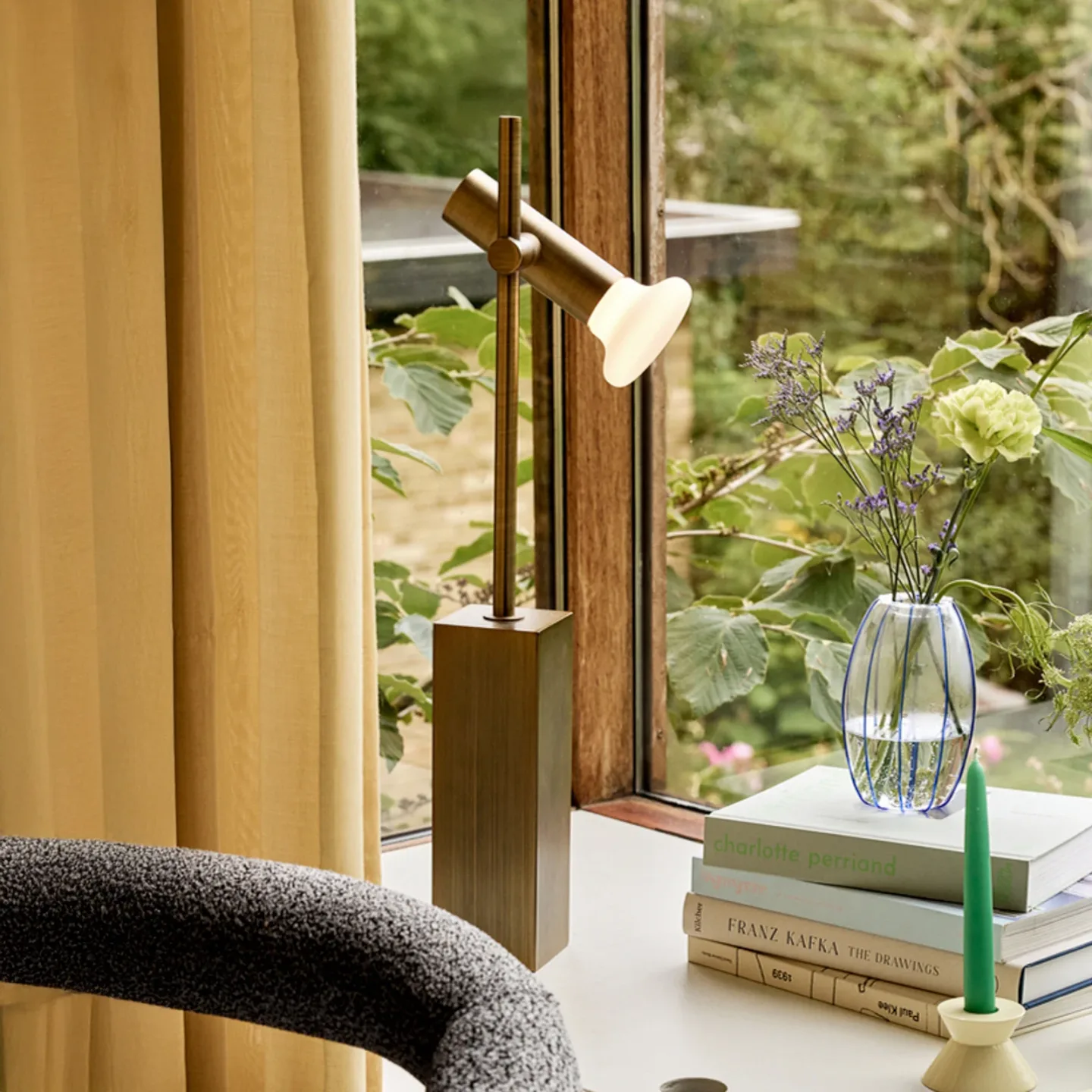 SET Tischleuchte messing brüniert Höhe 60 cm - HÜBSCH - Wohnzimmer - Modern - Metall - Einflammig