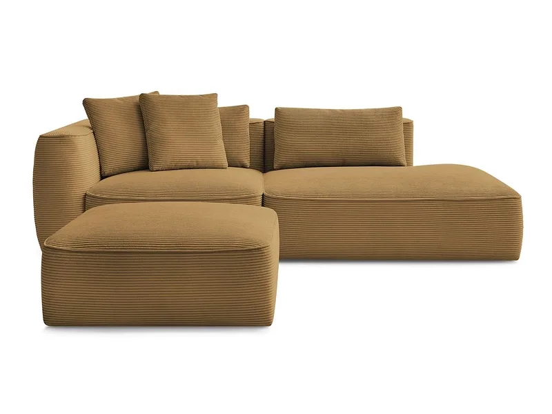 3er Sofa mit Hocker BOBOCHIC LEOPOLD Cord-Stoff gelb