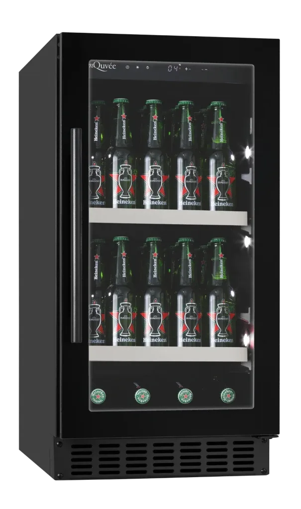 Unterbau-Bierkühlschrank schwarz, mQuvée BeerServer 40 Anthracite Black, Kompressorkühlung, 700 mm Türhöhe