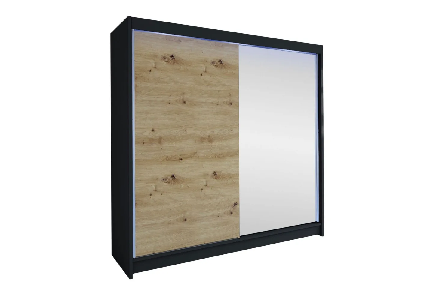 Canderbury Garderob m. Spegel 180x215 cm - Svart/Brun