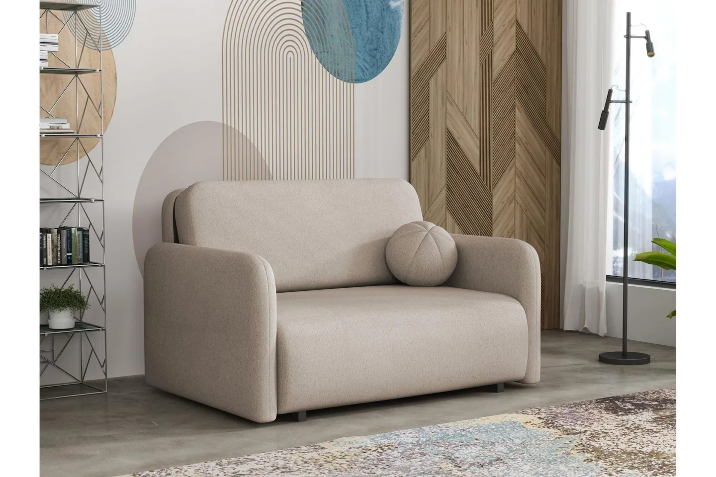 Ajmeri Bäddsoffa 2-sits i Plysch - Beige