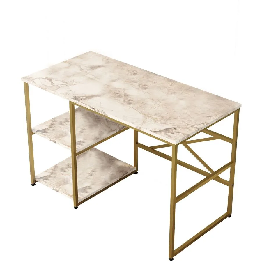 Schreibtisch Yemek marmor, weiss, gold Melamin B 120 T 60 cm