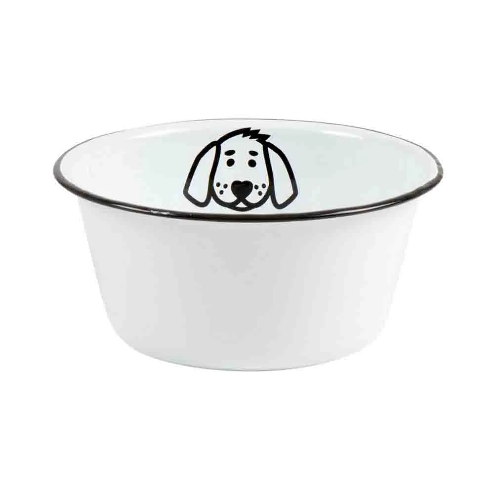 Hundmatsskål Liten vit emalj