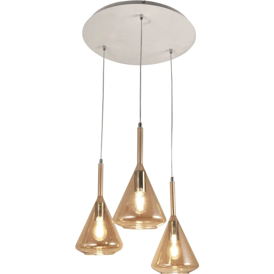 Pendellampe Tulisa Gelb Glas/Metall 52 cm 200 cm - Farbe: amber - Material: Metall/Glas