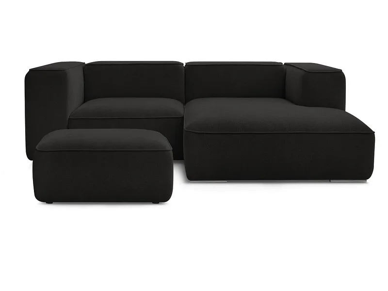 Ecksofa mit Hocker BOBOCHIC ZEPHYR Stoff mit Textur schwarz