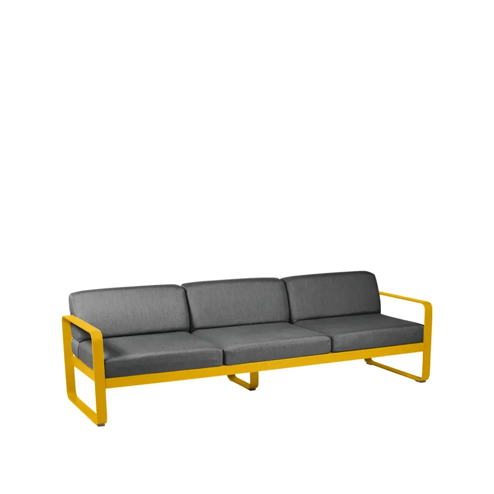 Fermob Bellevie soffa 3-sits Honey (gul), graphite grey dyna