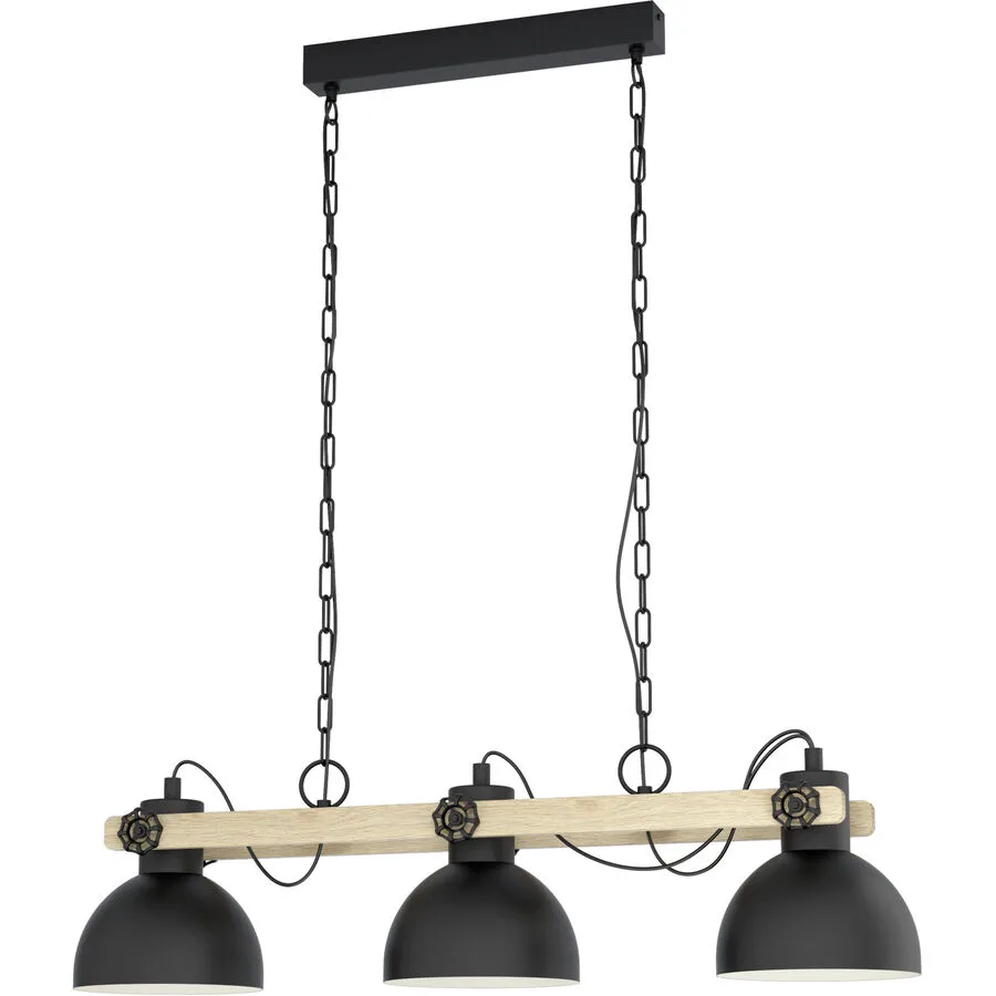Eglo Pendellampe Lubenham Braun/Schwarz Stahl/Holz 20 cm 110 cm - Material: Holz/Stahl
