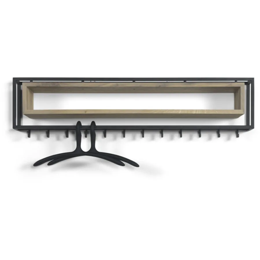 Spinder Design Garderobenleiste Hesta schwarz/nature Stahl/Eiche B 118 T 19 cm H 29.5 cm