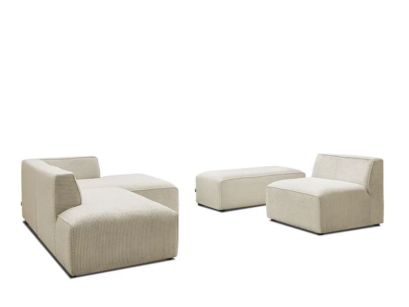 Ecksofa BOBOCHIC MEGEVE Cord-Stoff beige