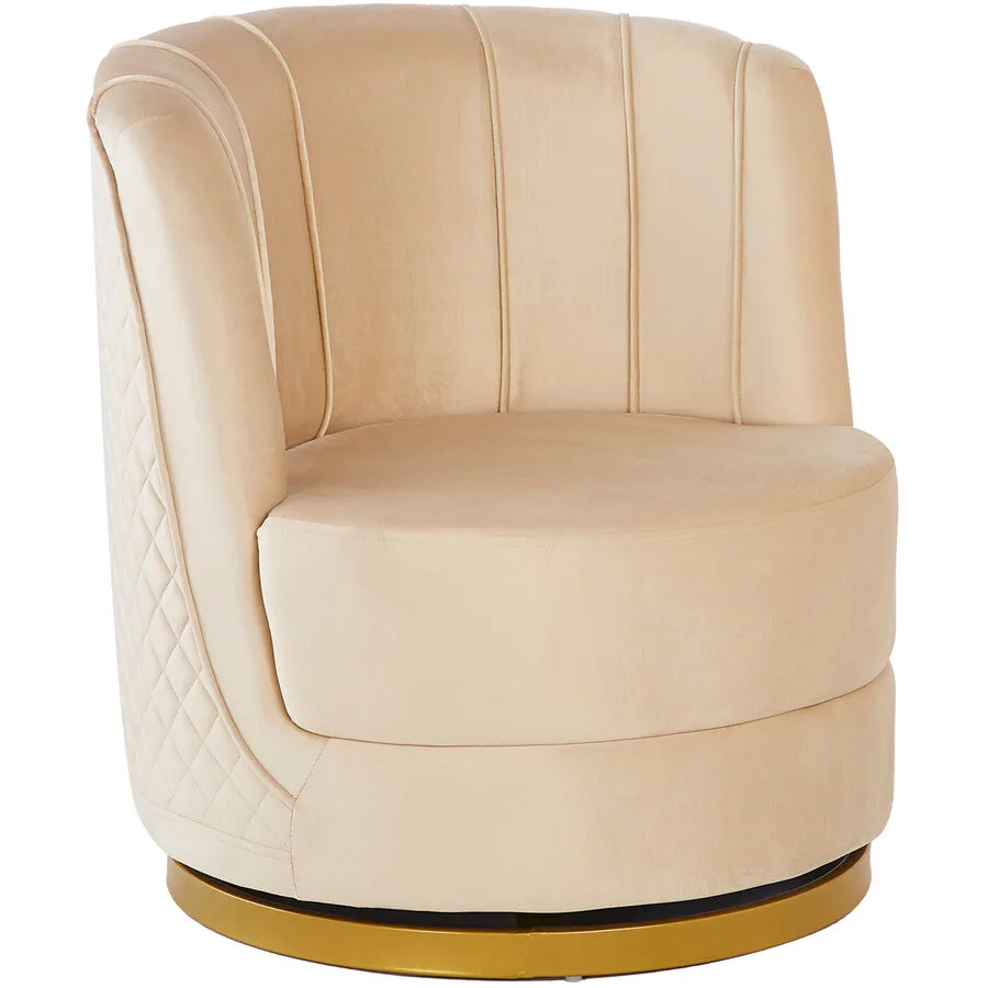 Sessel Maddy Beige, Gold Samt, Metall B 68 T 57 H 77 cm
