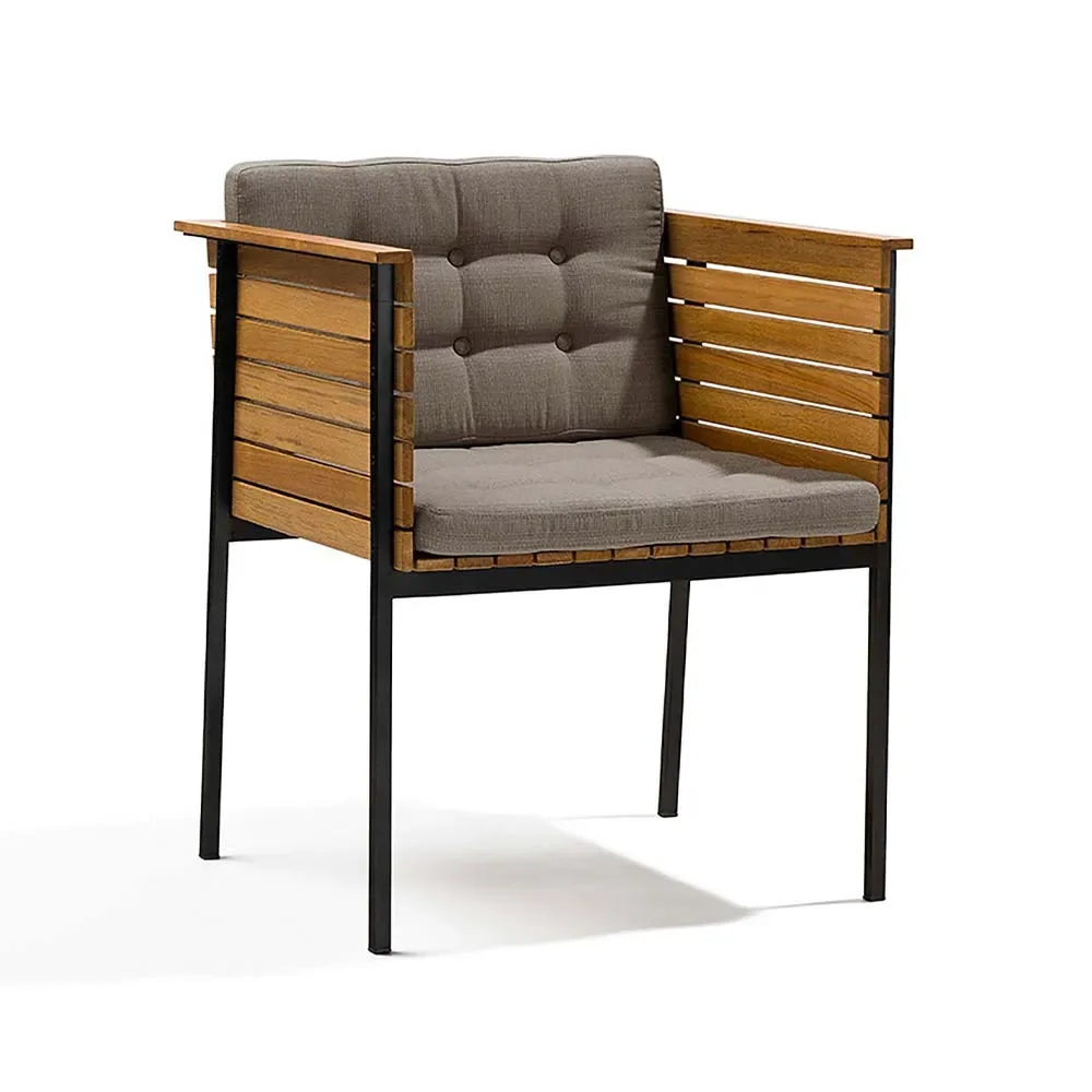 Skargaarden Häringe karmstol Sunbrella Natté Nature Grey-teak-svart