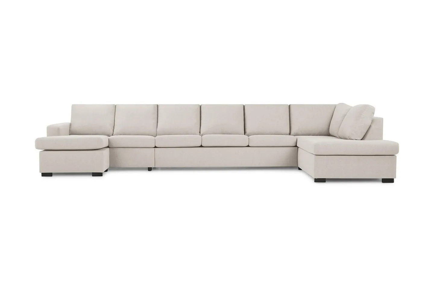 Crazy 6-sits Högervänd U-formad XX-Large Soffa med Divan och Schäslong i Tyg - Beige