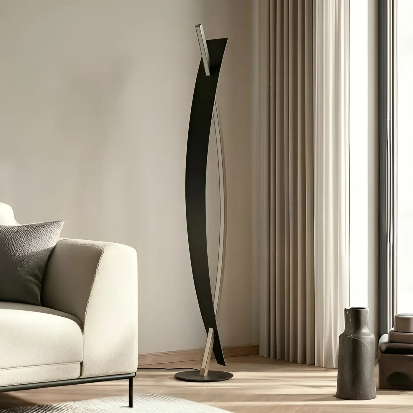 Marija Stehleuchte Black/Gold - Lucande - Wohnzimmer - Modern - Metall - Einflammig