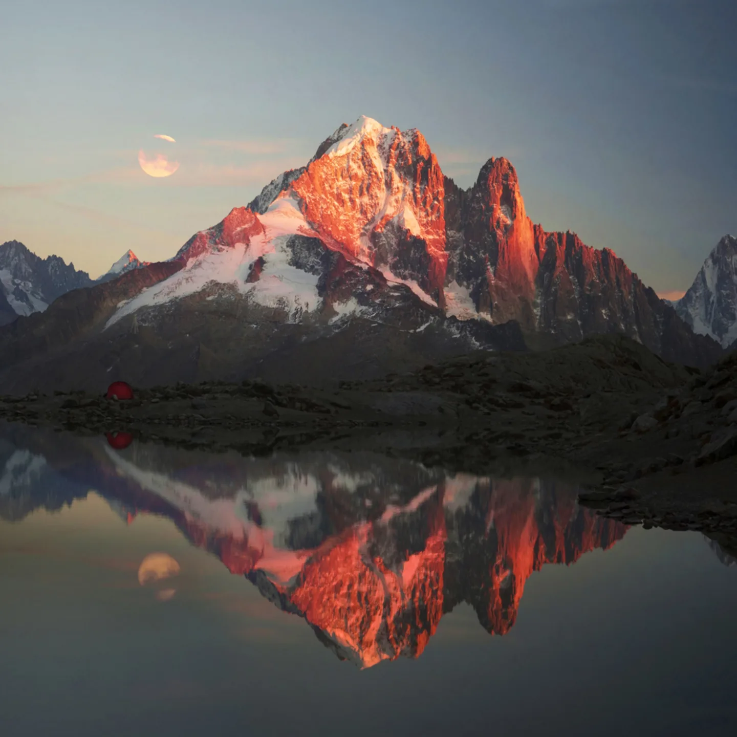 image LAND Alubild Bergpanorama mit See in Abendstimmung | Schubiger Möbel
