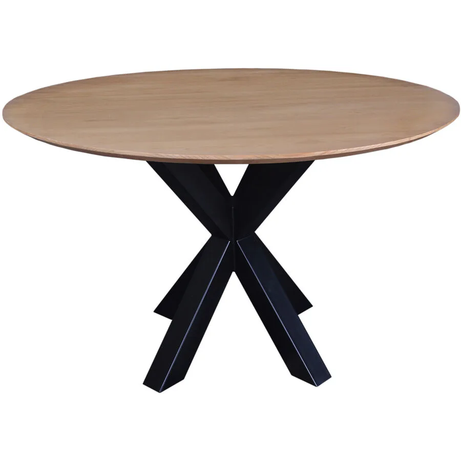 Tisch Lunaro natur/schwarz Sungkaiholz Massivholz B 120 T 120 cm