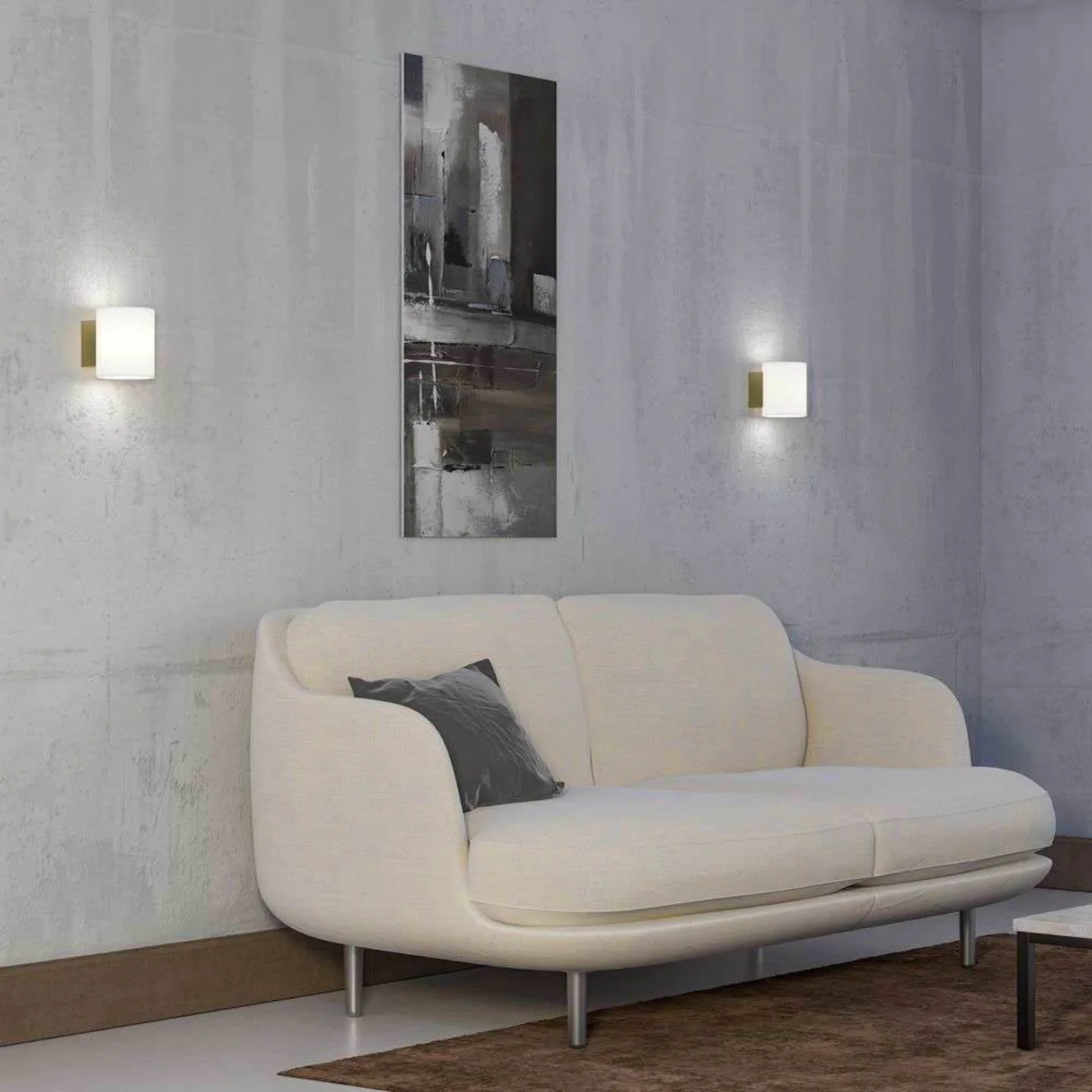 Evoke Wandleuchte IP44 Small Satin Brass/Opal - Herstal - Wohnzimmer - Metall