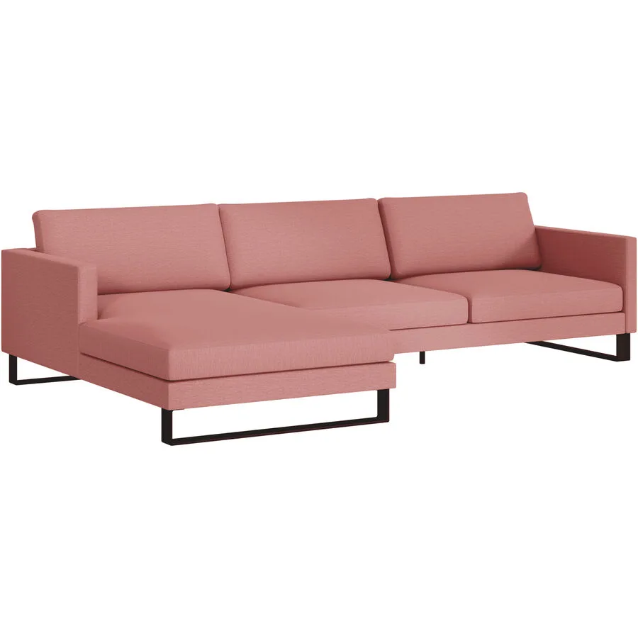 Ecksofa Domino Links Stoff hellrot B 286 T 181 cm - Möbel Konfigurator: Traummöbel individuell zusammenstellen