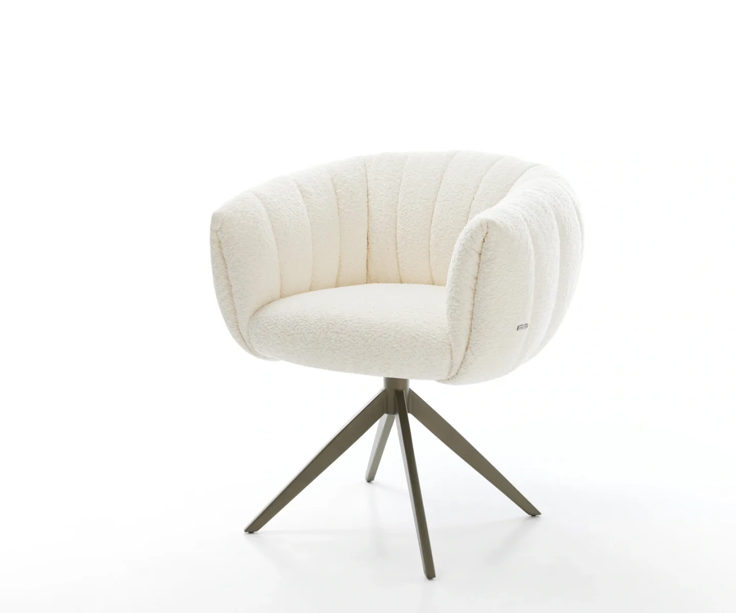 Drehstuhl Jada-Flex Bouclé Weiß Kreuzgestell breit Effektfinish Titan 360° drehbar Wippfunktion Taschenfederkern