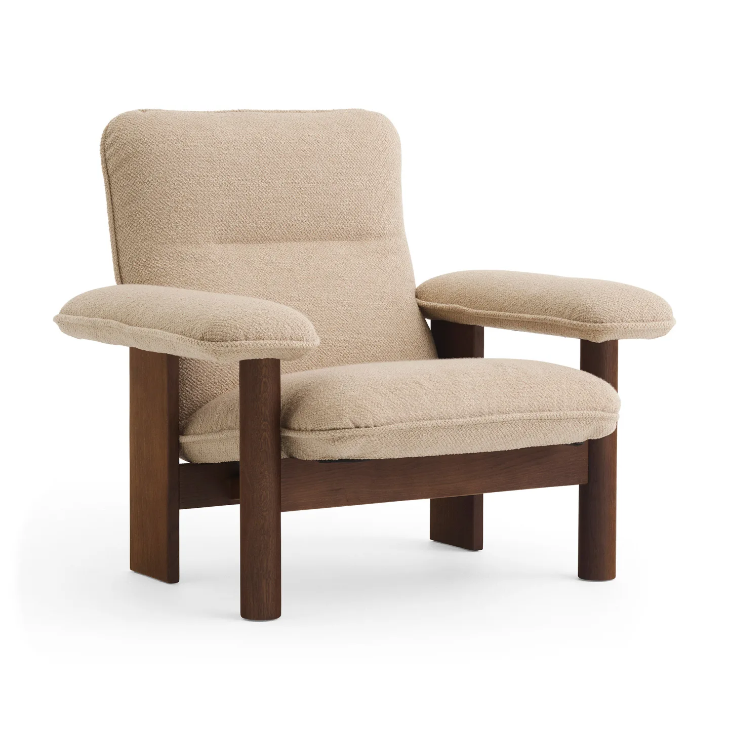 Audo Copenhagen - Brasilia Lounge Chair Solid Oak Dark stained Fabric Cat. 0 Boucle Col. 02 - Fåtöljer - Anderssen & Voll - Träfärgad - Trä/Textilmaterial/Skum