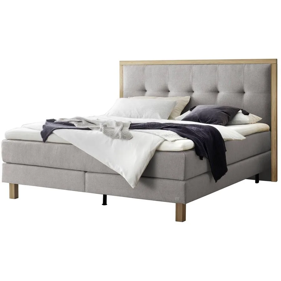 Hasena Boxspringbett Solara Light Grey Stoff 160 x 200 cm