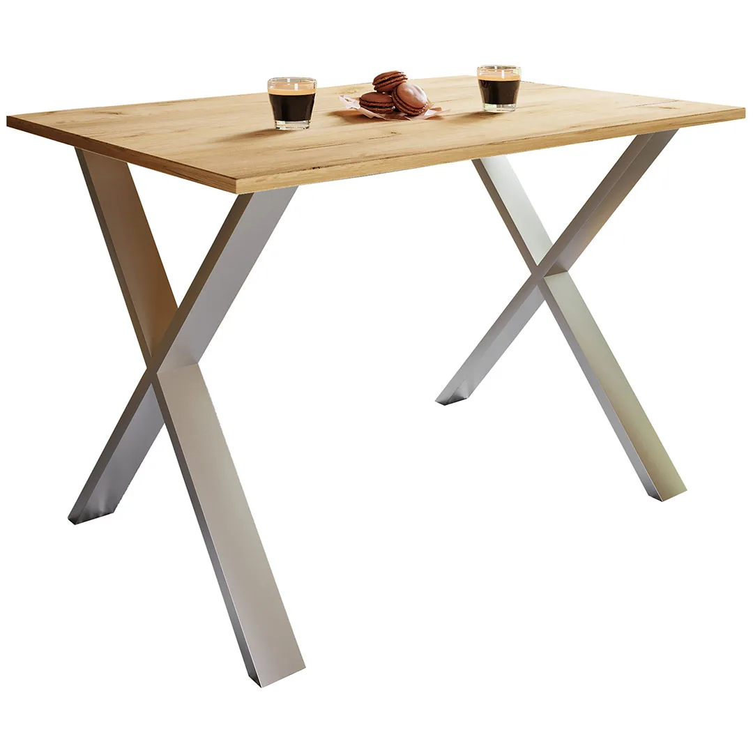 XonaX Esstisch 80x50 Eiche dekor, silberfarben.