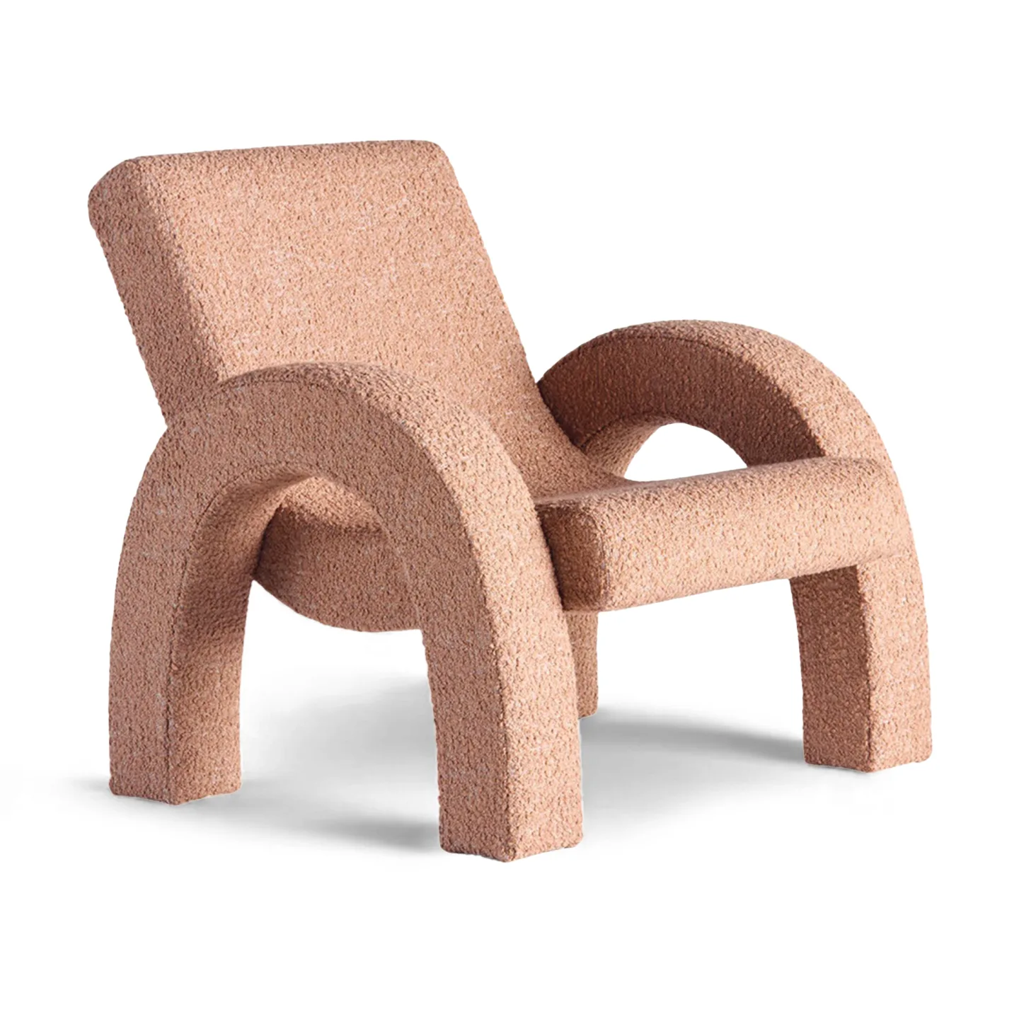 Dusty Deco - Arco loungefåtölj liten rosa boucle - Fåtöljer - Rosa - Textilmaterial