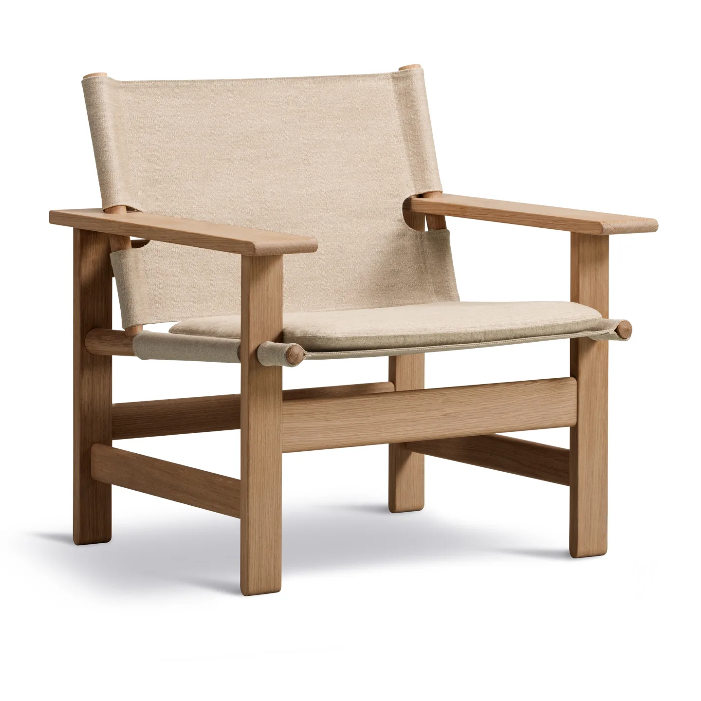 Fredericia Furniture - The Canvas Chair incl. Seat Cushion, Soaped Oak, Natural Canvas - Fåtöljer - Børge Mogensen - Beige - Trä/Textilmaterial