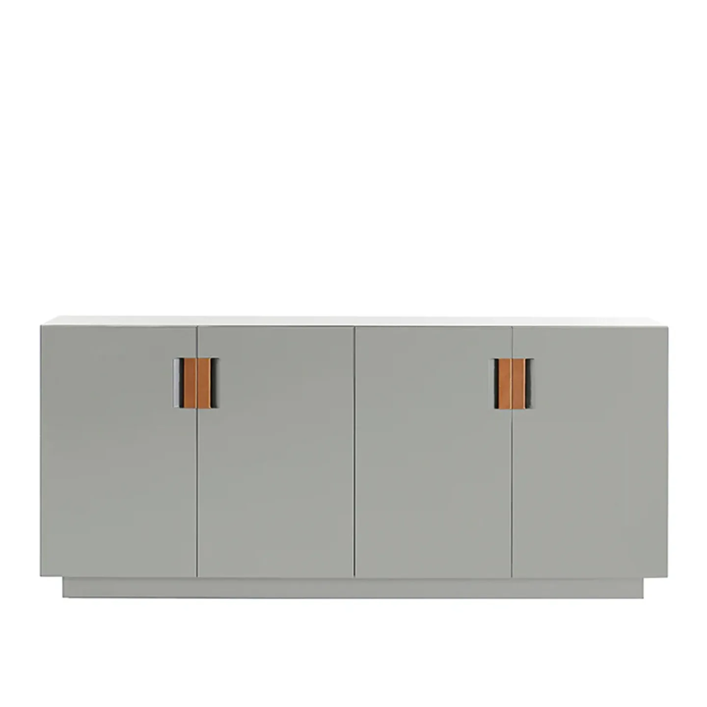 Asplund - Frame 160 Low Covered Doors - Light Grey / Cognac Leather - Skåp och vitrinskåp - Anya Sebton & Eva Lilja Löwenhielm 2011 - Grå - Läder
