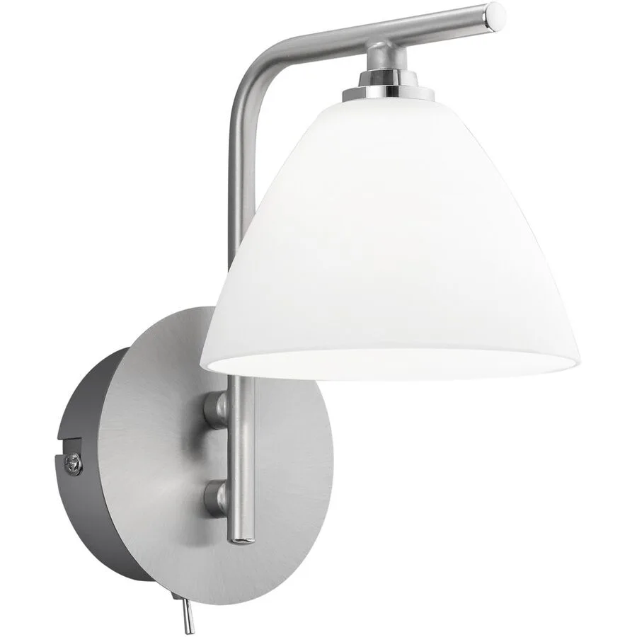 Wandlampe Emmeline Grau Metall 10 cm 19 cm - Farbe: Nickel matt mit Chrom - LED - Lichtfarbe: Extra warmweiss - LED Energiesparlampen