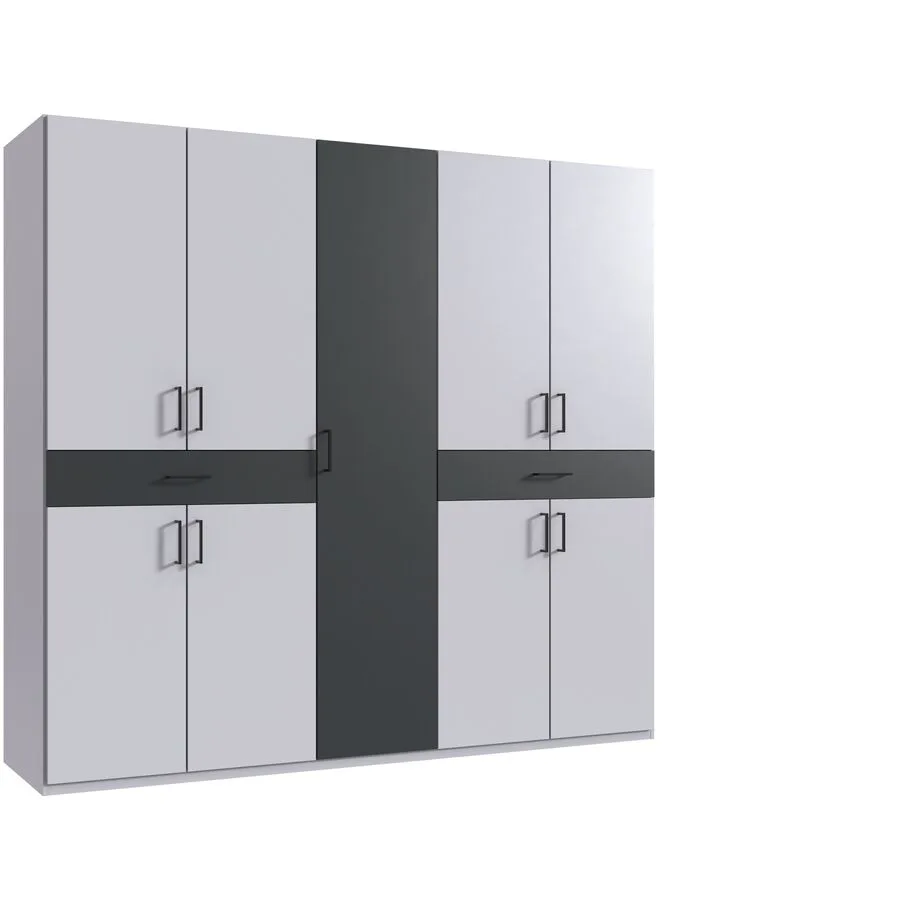 Kleiderschrank Tiby Weiss/graphit Holzwerkstoff B 225 cm