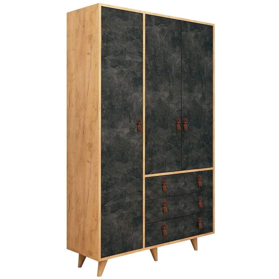 Kleiderschrank Uyumak eiche Melamin B 120 cm