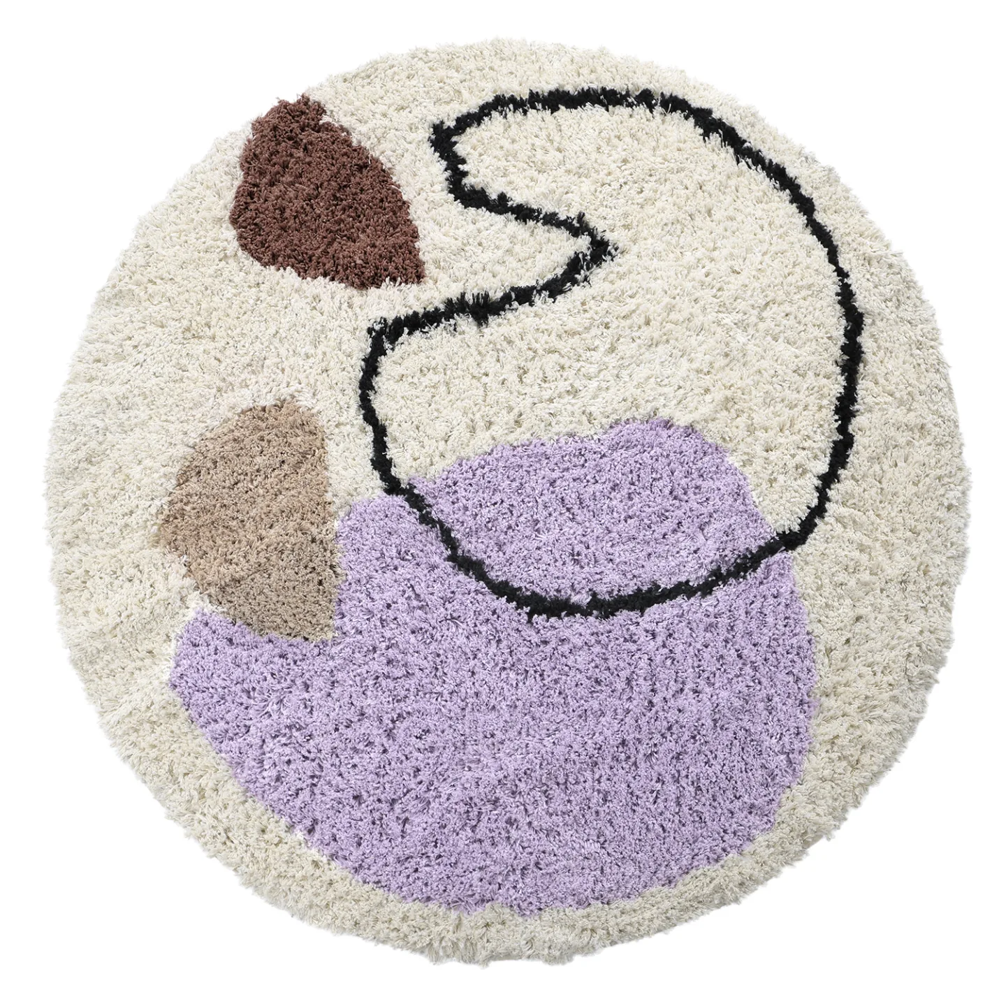 Rundt teppe - Naousa Natural Cotton Shaggy (multi) (Størrelse: Ø 160 cm)