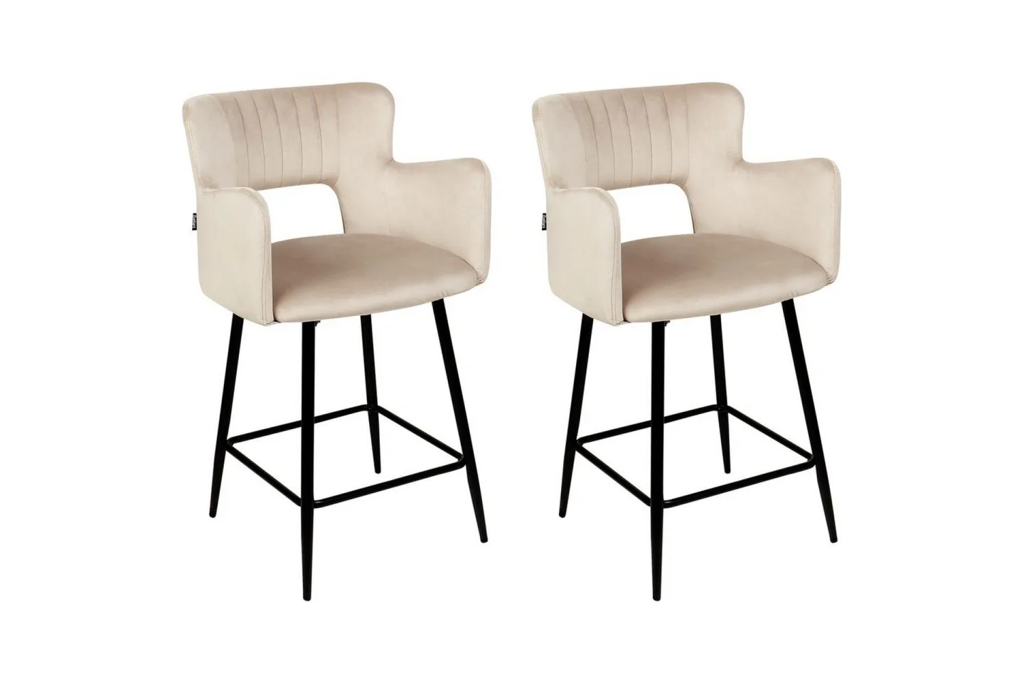 Barstol Sanilac set om 2 Taupe-Svart - Taupe-Svart