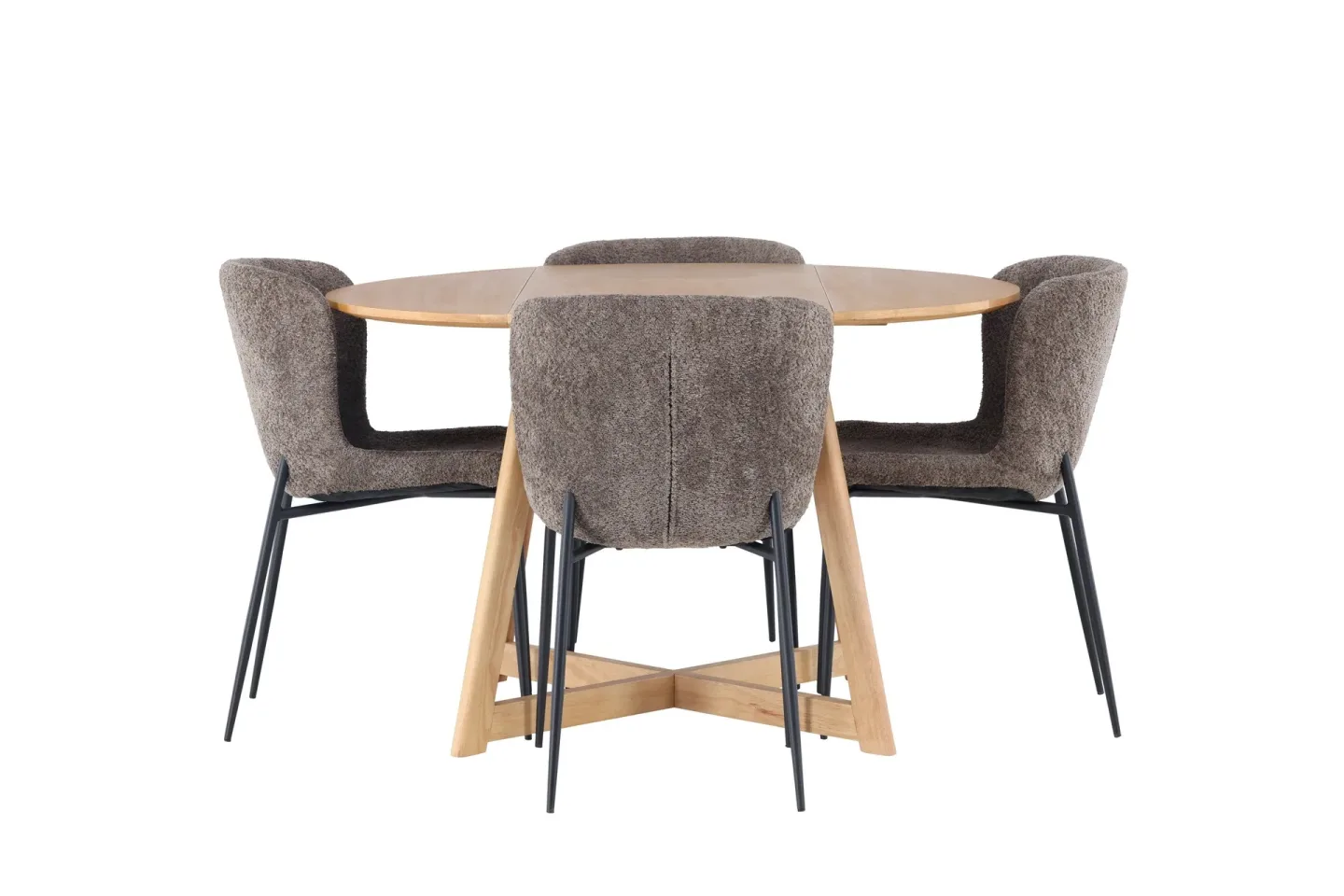 Yakidon Matgrupp 120 cm Rund med 4 Modesto stolar - Brun