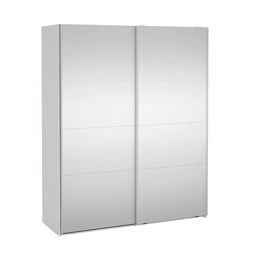 Catania Schiebetürenschrank 2 Türen mit Spiegel 180x220cm weiß.