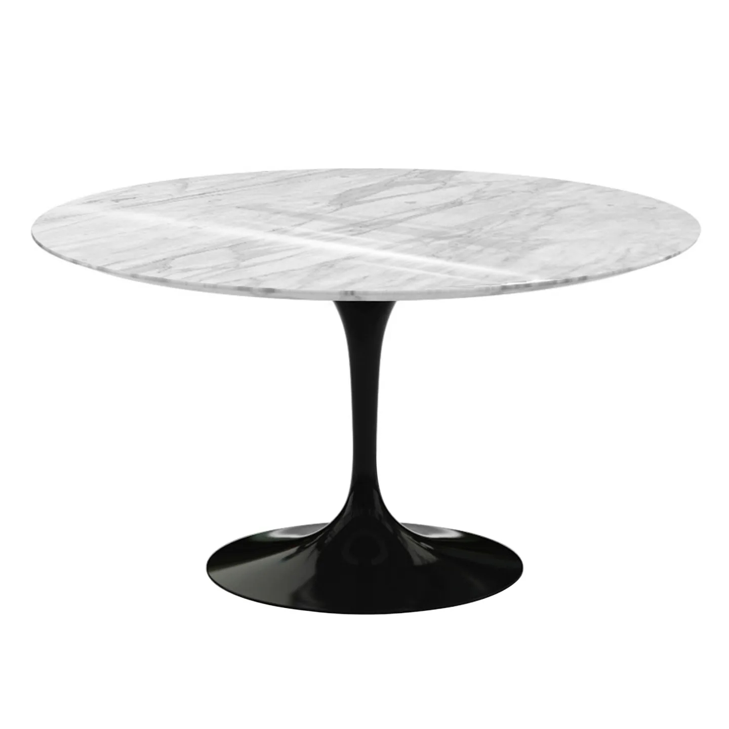 Knoll - Saarinen Round Table - Matbord, Ø 137 cm, Svart underrede, skiva i matt Statuarietto marmor - Matbord - Eero Saarinen - Vit - Metall/Sten