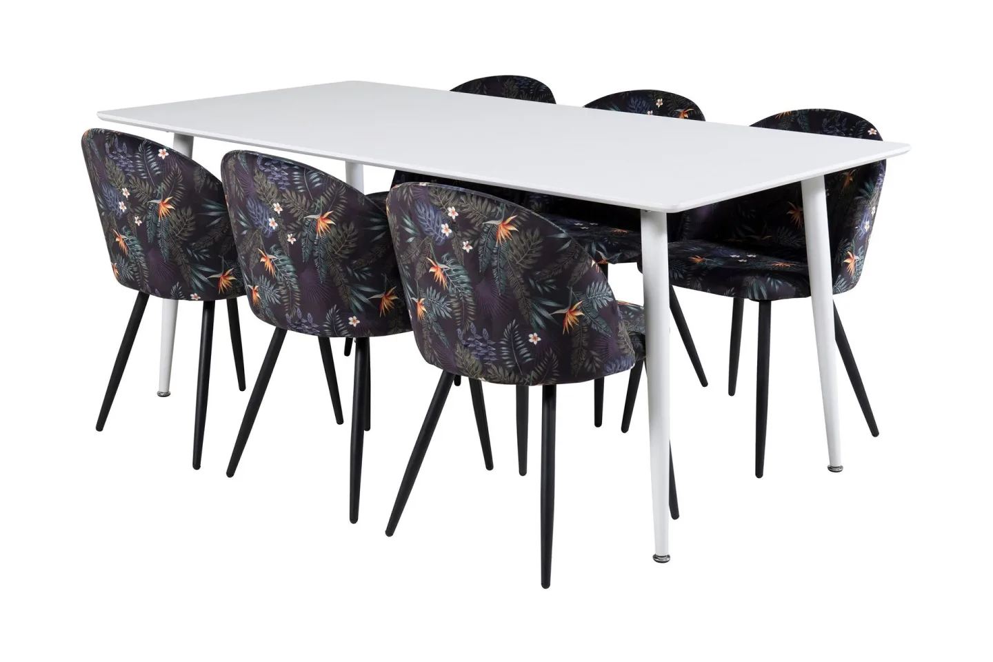 Ypas Matgrupp 180 cm inkl 6 Sedavi Stolar - Vit/Blå/Svart