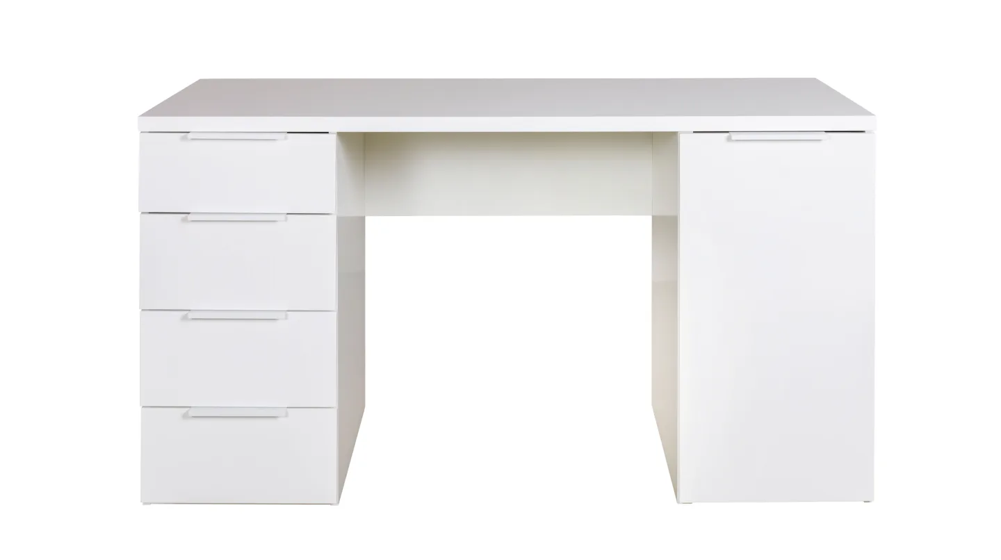Computerschreibtisch mit Schublade weiß hochglanz 146 cm - ESPRESSO